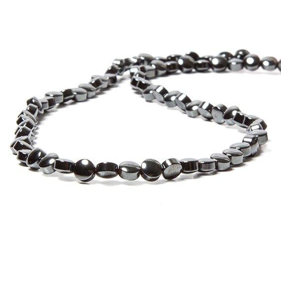 4.5mm Hematite plain coin 16 inch 92 Beads 1mm inside diameter - The Bead Traders