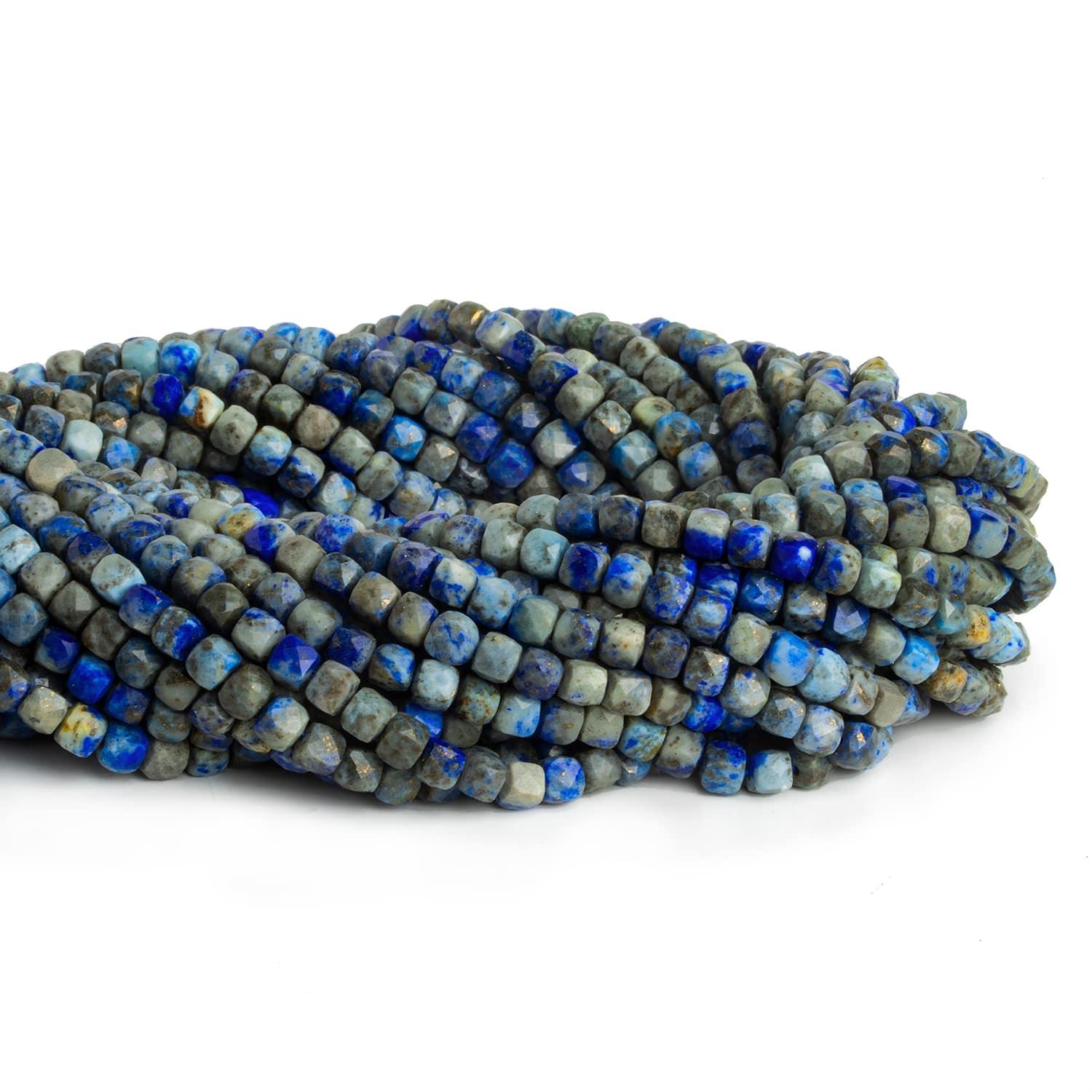 4.5mm Lapis Lazuli Microfaceted Cubes 15 inch 85 beads - The Bead Traders