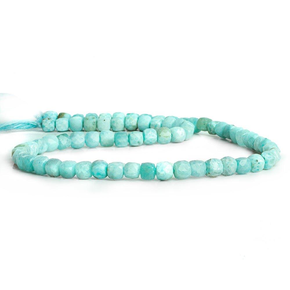 4.5mm Larimar Faceted Cube Beads 12 inch 70 pieces - The Bead Traders