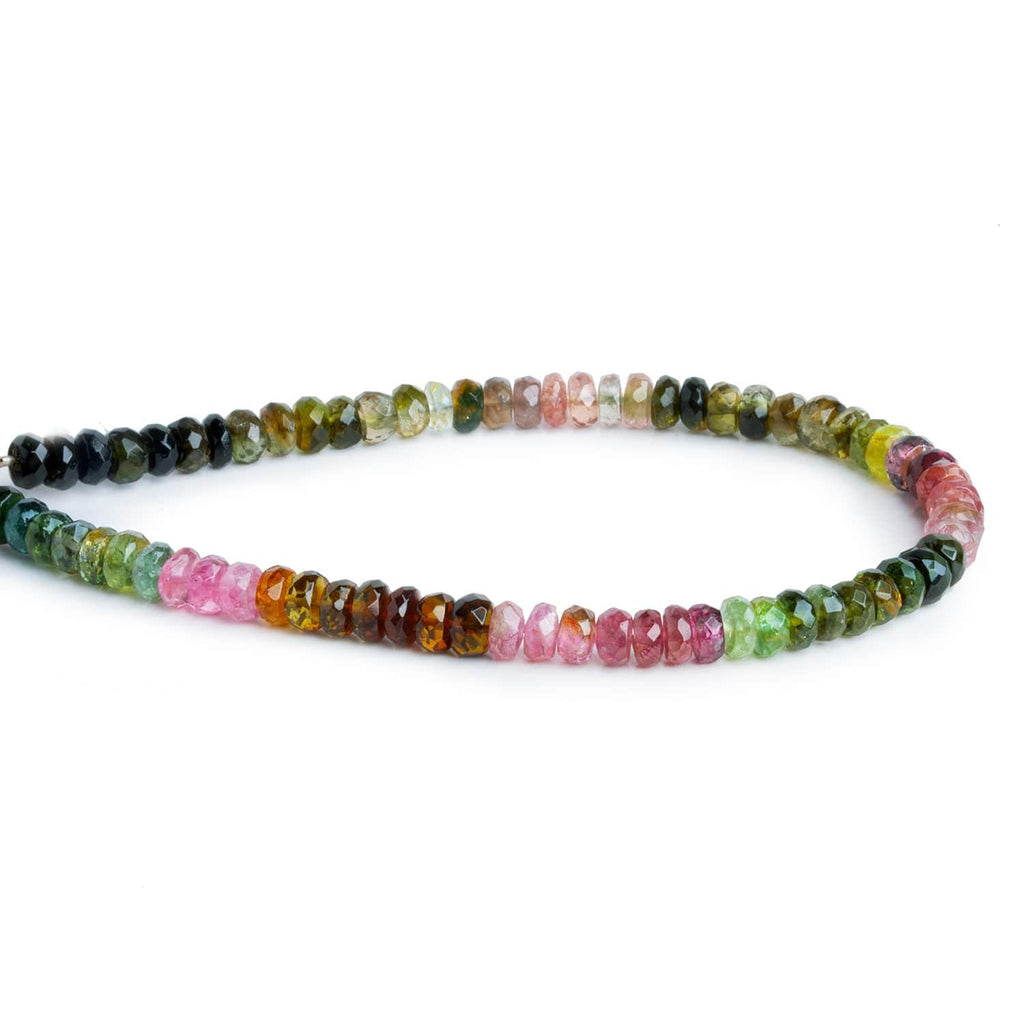 4.5mm Multi Color Tourmaline Faceted Rondelles 7 inch 75 pieces - The Bead Traders