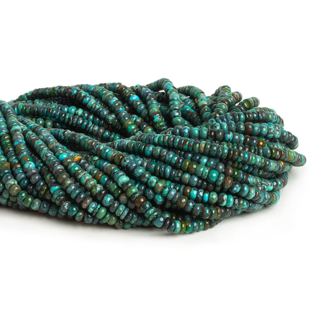 4.5mm Natural Hubei Turquoise Plain Rondelles 16 inch 140 beads - The Bead Traders