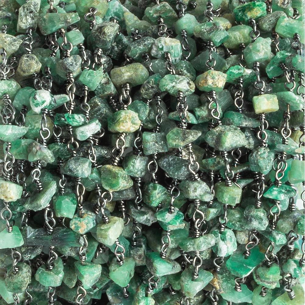 4.5x3mm-7x4mm Emerald Chips Black Gold Chain by the Foot 34 pieces - The Bead Traders