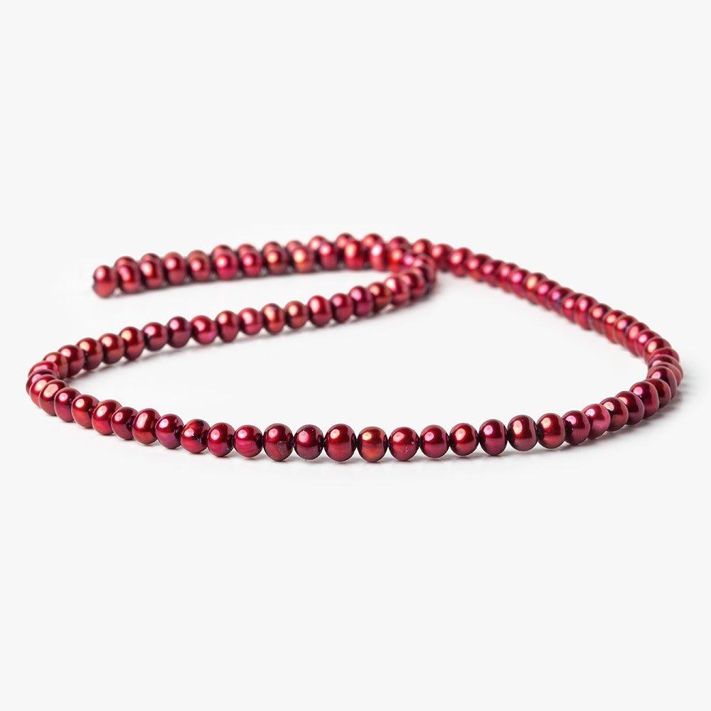 4.5x4mm Raspberry Red side drilled Baroque Freshwater Pearls 16 inch 98 pieces - The Bead Traders