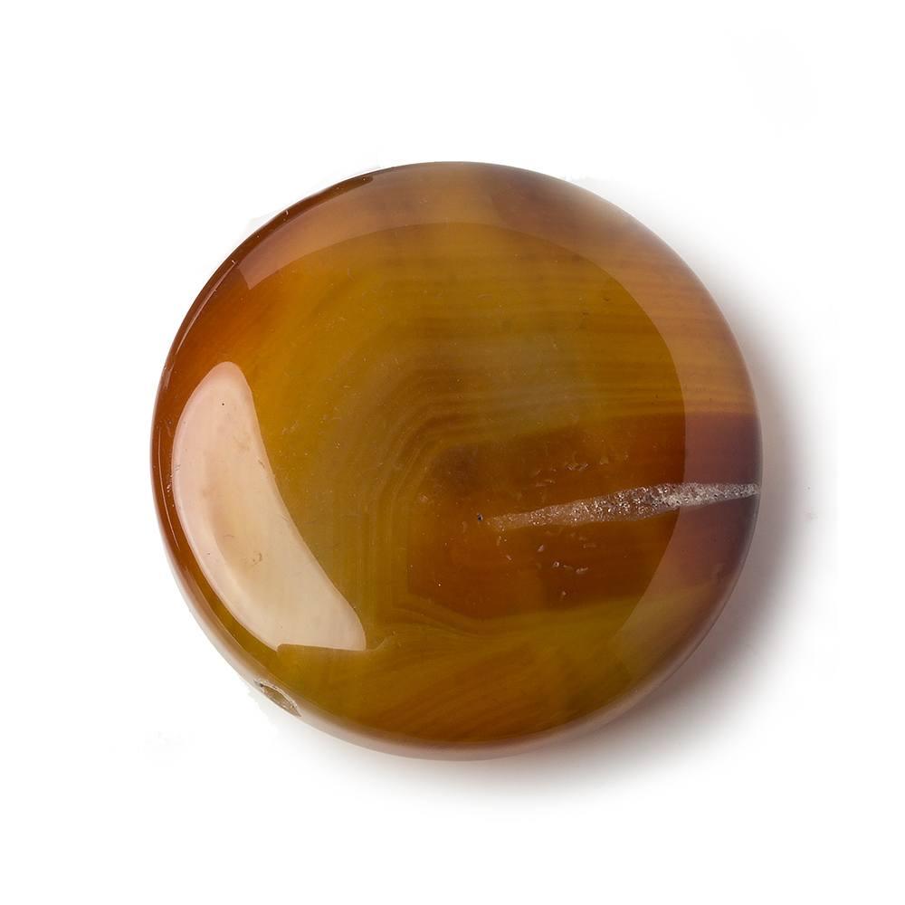 47mm Warm Brown Agate plain Coin Focal Beads 1 pieces - The Bead Traders