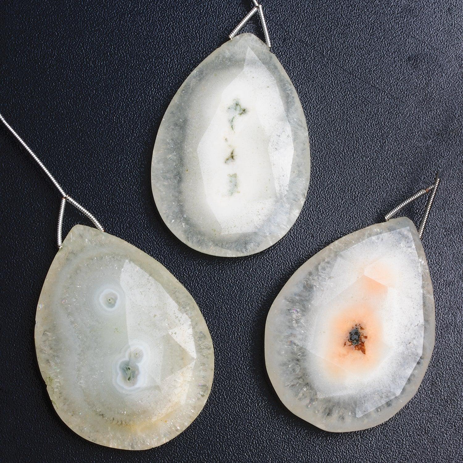 48x36mm Solar Quartz Faceted Pear Focal 1 Bead - The Bead Traders