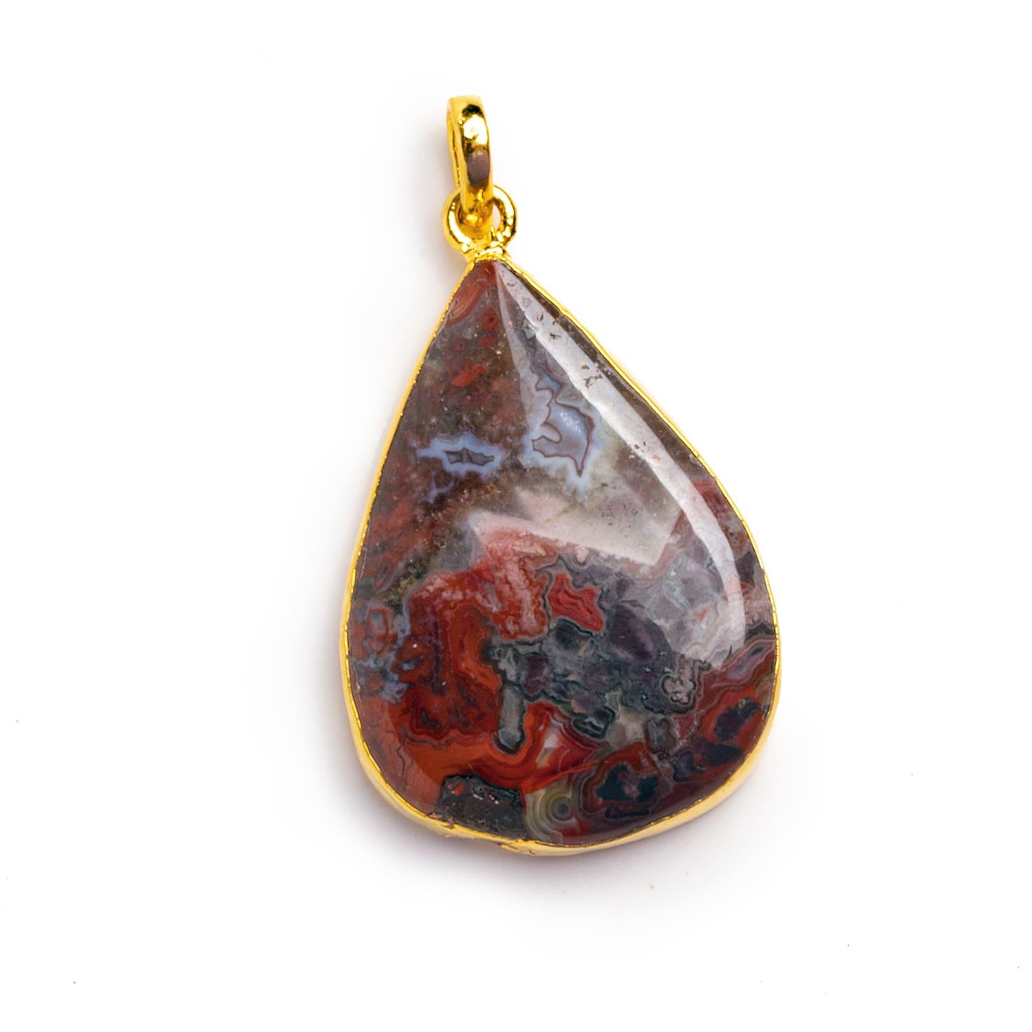 49x25mm Gold Leafed Jasper Pear Pendant 1 Piece - The Bead Traders