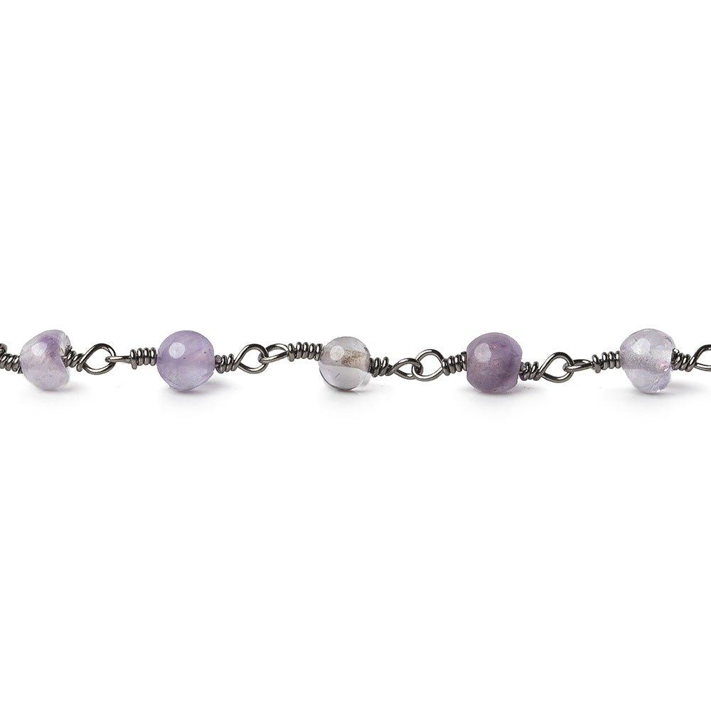 4mm Amethyst plain round Black Gold plated Chain by the foot 31 beads - The Bead Traders