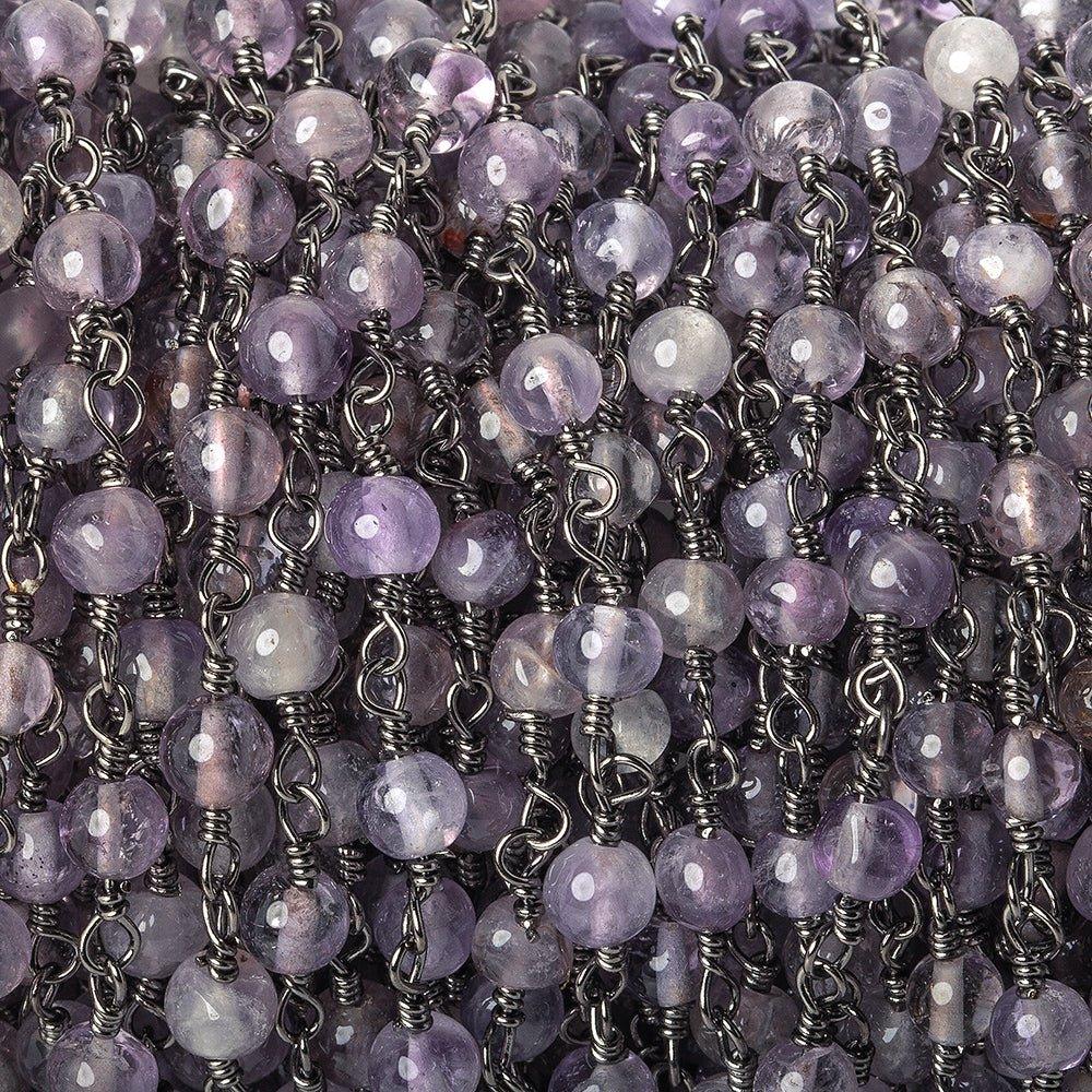 4mm Amethyst plain round Black Gold plated Chain by the foot 31 beads - The Bead Traders