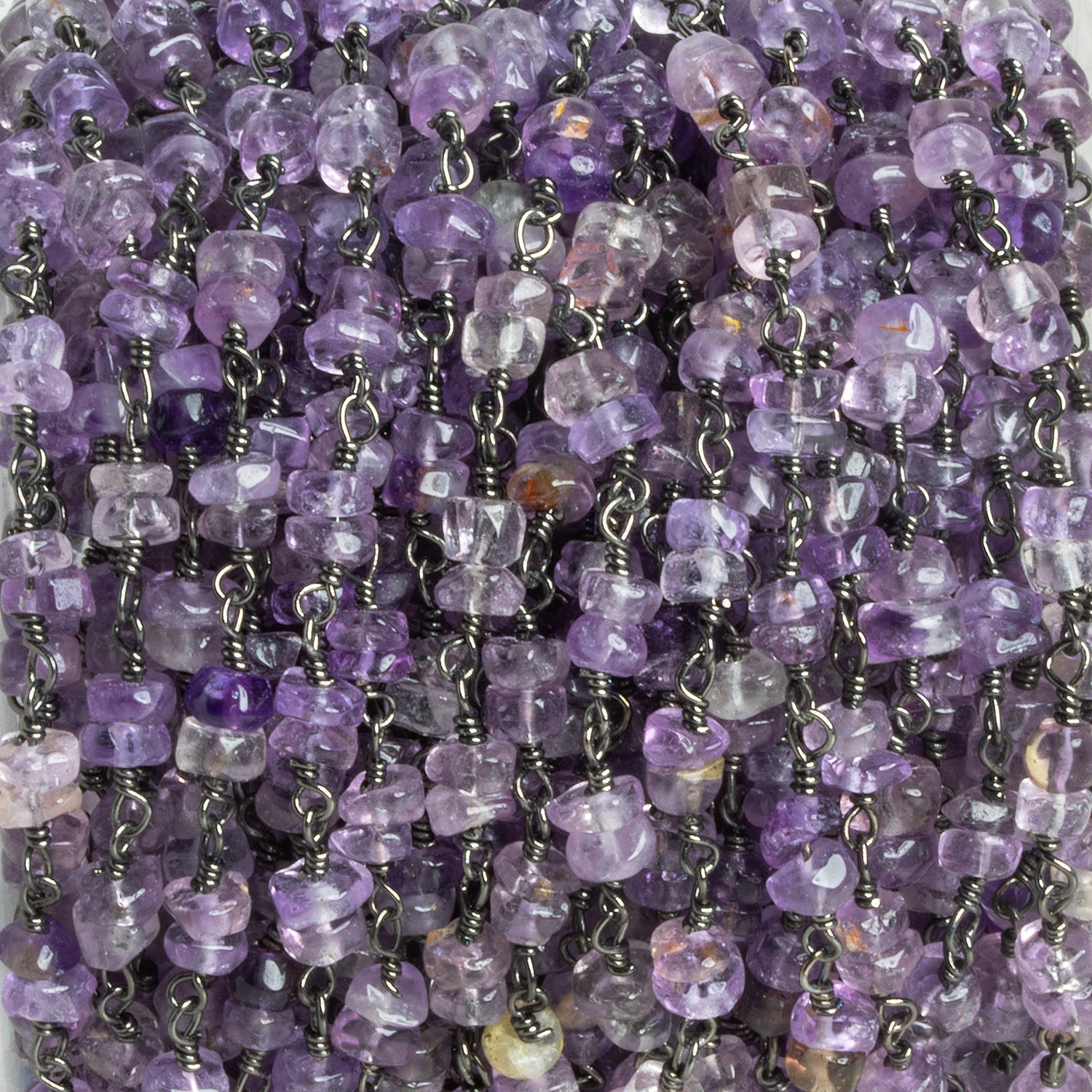4mm Amethyst Rondelle Black Gold Chain 56 pieces - The Bead Traders