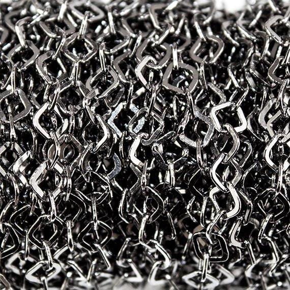 4mm Black Gold plated Flat Square Link Chain by the Foot - The Bead Traders