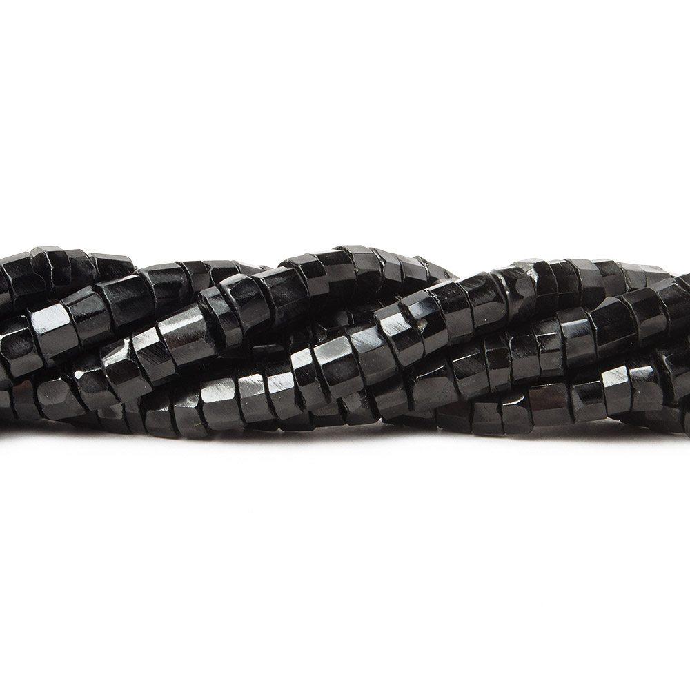 4mm Black Spinel Faceted Heishi beads 13.5 inch 136 pieces - The Bead Traders