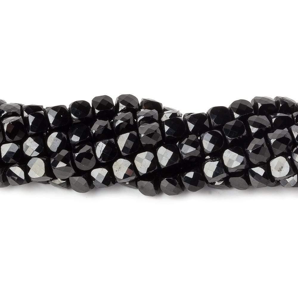 4mm Black Spinel micro faceted cubes 12 inch 80 beads - The Bead Traders