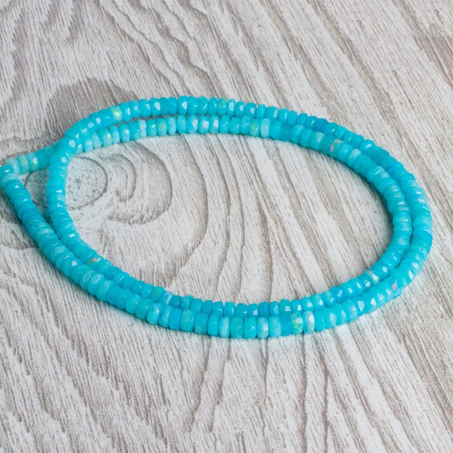 4mm Blue Ethiopian Opal Faceted Rondelles 15 inch 170 beads - The Bead Traders