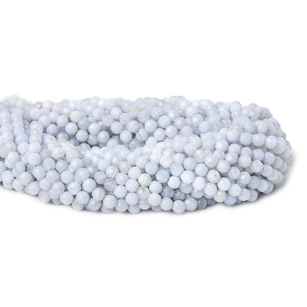 4mm Blue Lace Agate faceted rounds 16 inch 98 pieces - The Bead Traders