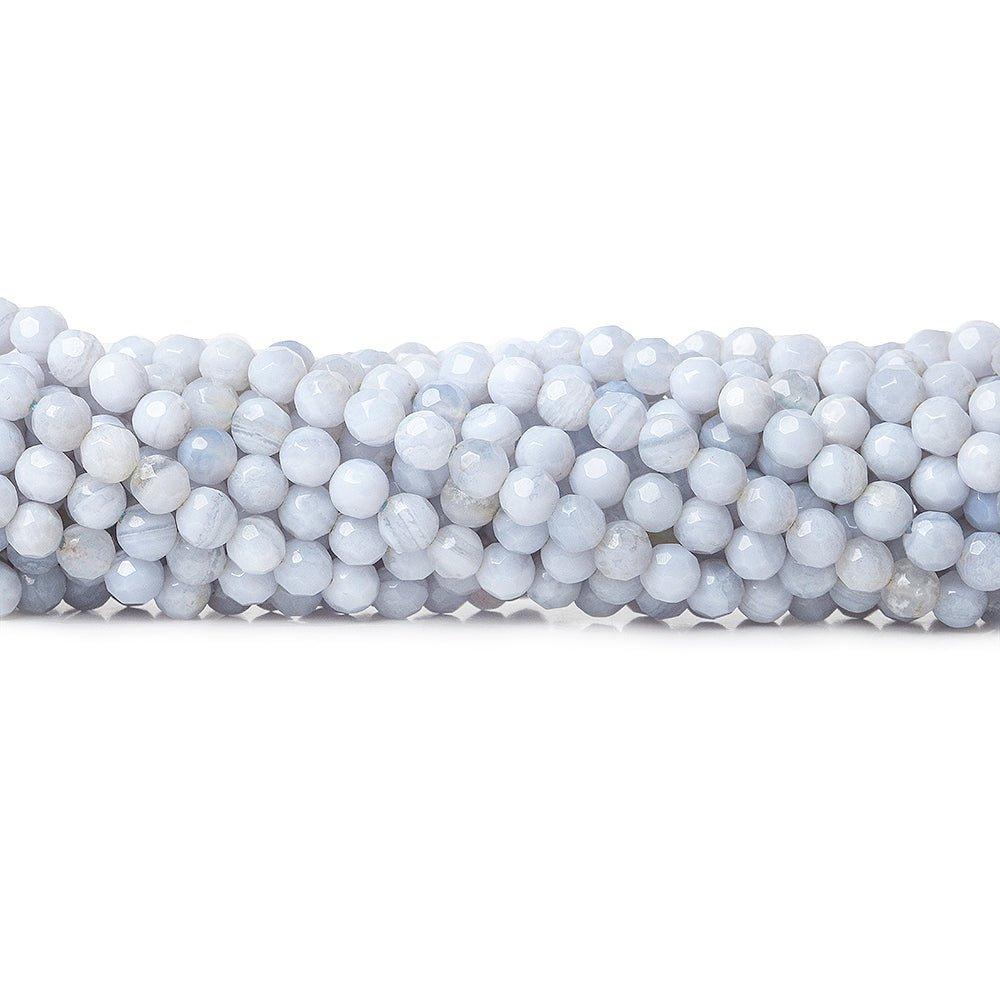 4mm Blue Lace Agate faceted rounds 16 inch 98 pieces - The Bead Traders