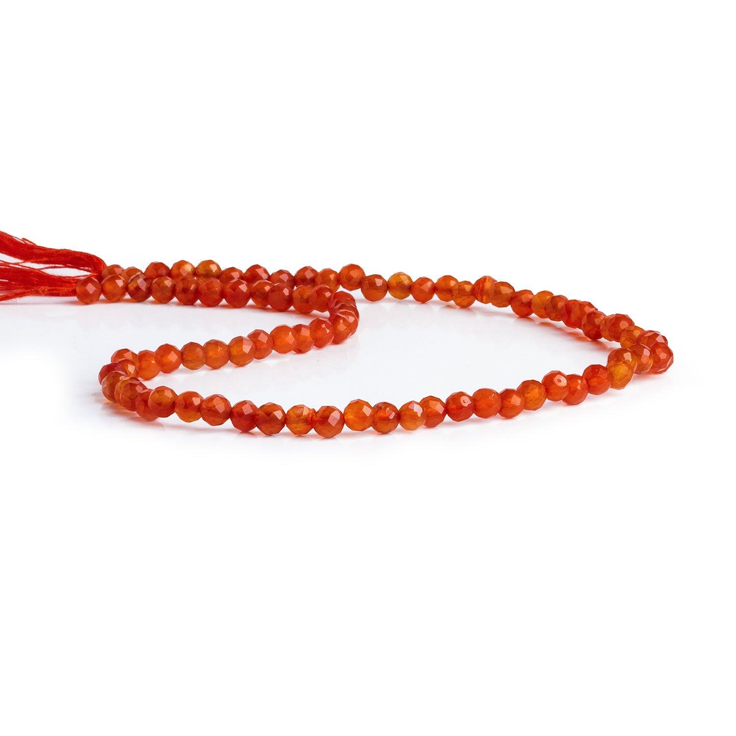 4mm Carnelian Microfaceted Round Beads 12 inch 85 pieces - The Bead Traders