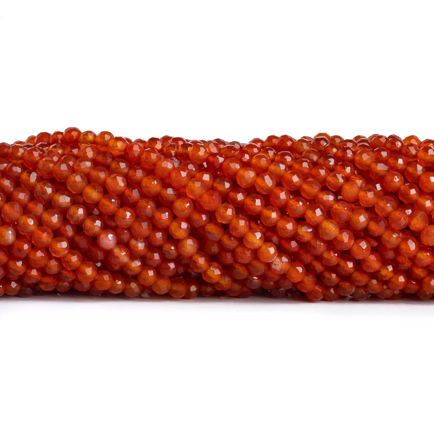 4mm Carnelian Microfaceted Round Beads 12 inch 85 pieces - The Bead Traders