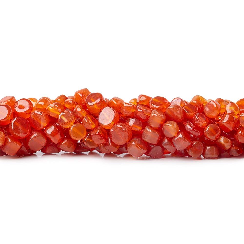 4mm Carnelian Plain Coin Beads, 14 inch - The Bead Traders