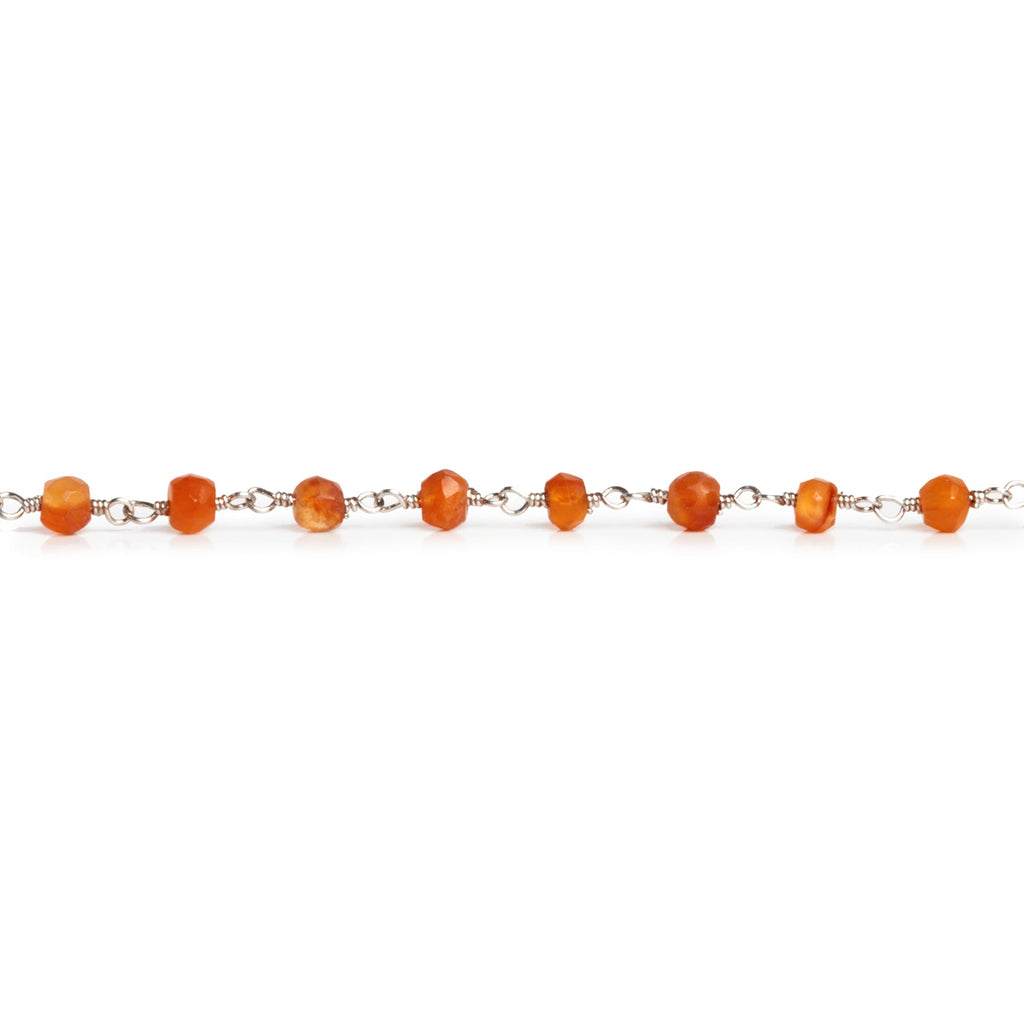 4mm Carnelian Rondelle Silver Chain 37 pieces - The Bead Traders