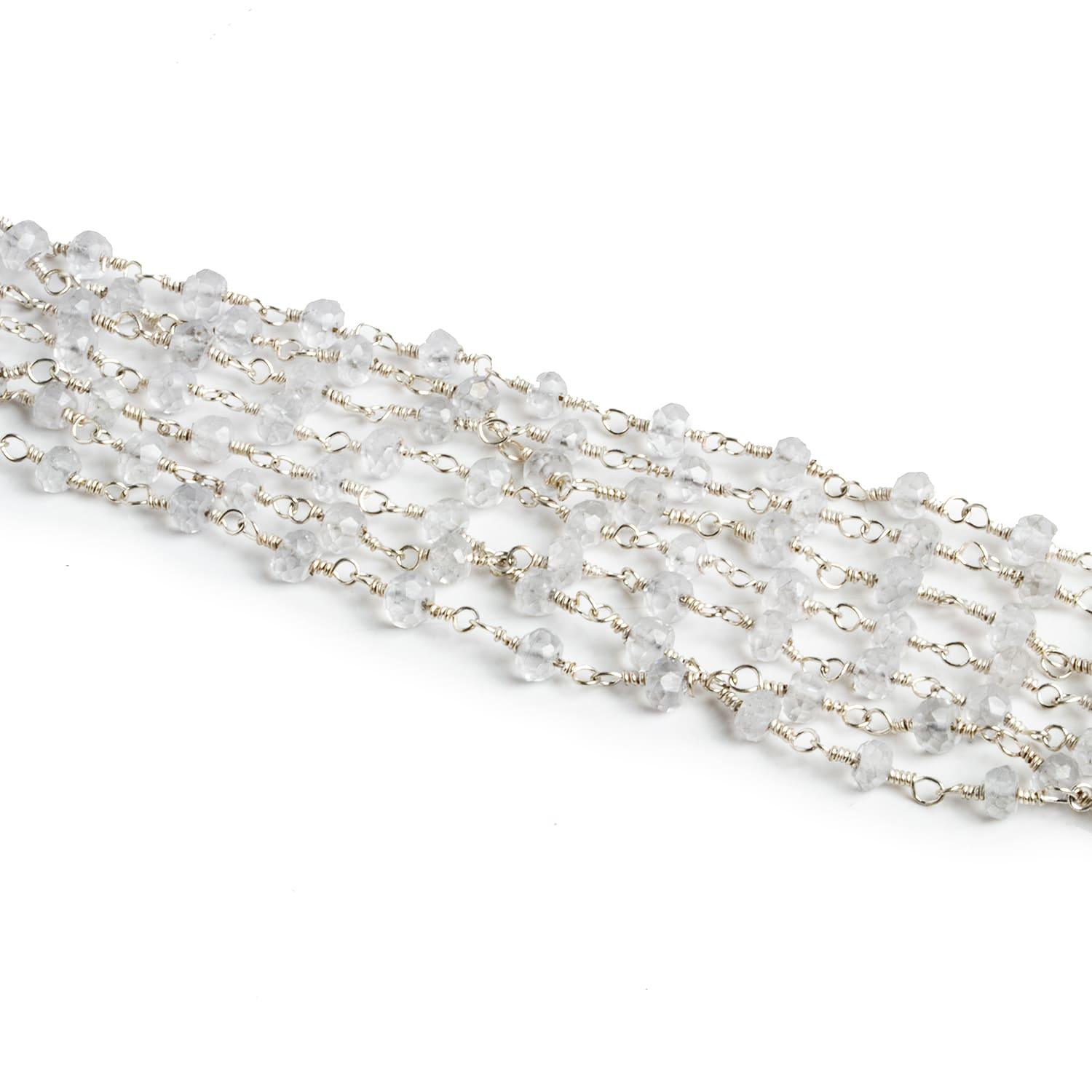4mm Crystal Quartz Rondelle Silver Chain - Lot of 7ft 11 inches - The Bead Traders