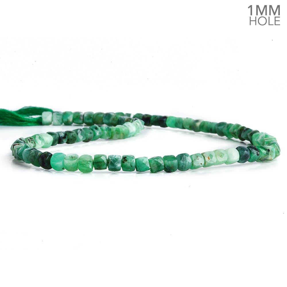 4mm Emerald Faceted Cube Beads 12 inch 85 pieces - The Bead Traders