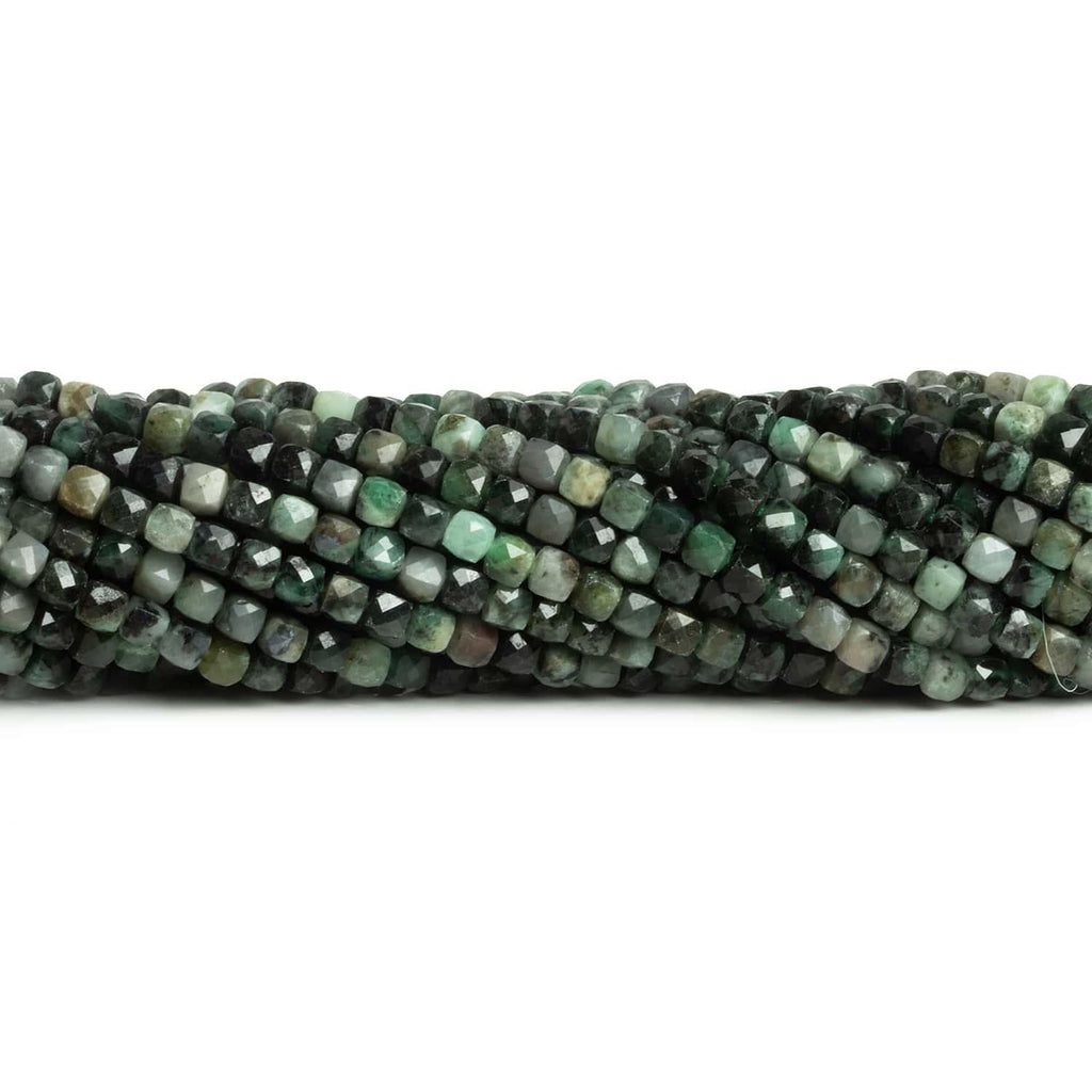 4mm Emerald Microfaceted Cubes 12 inch 75 beads - The Bead Traders