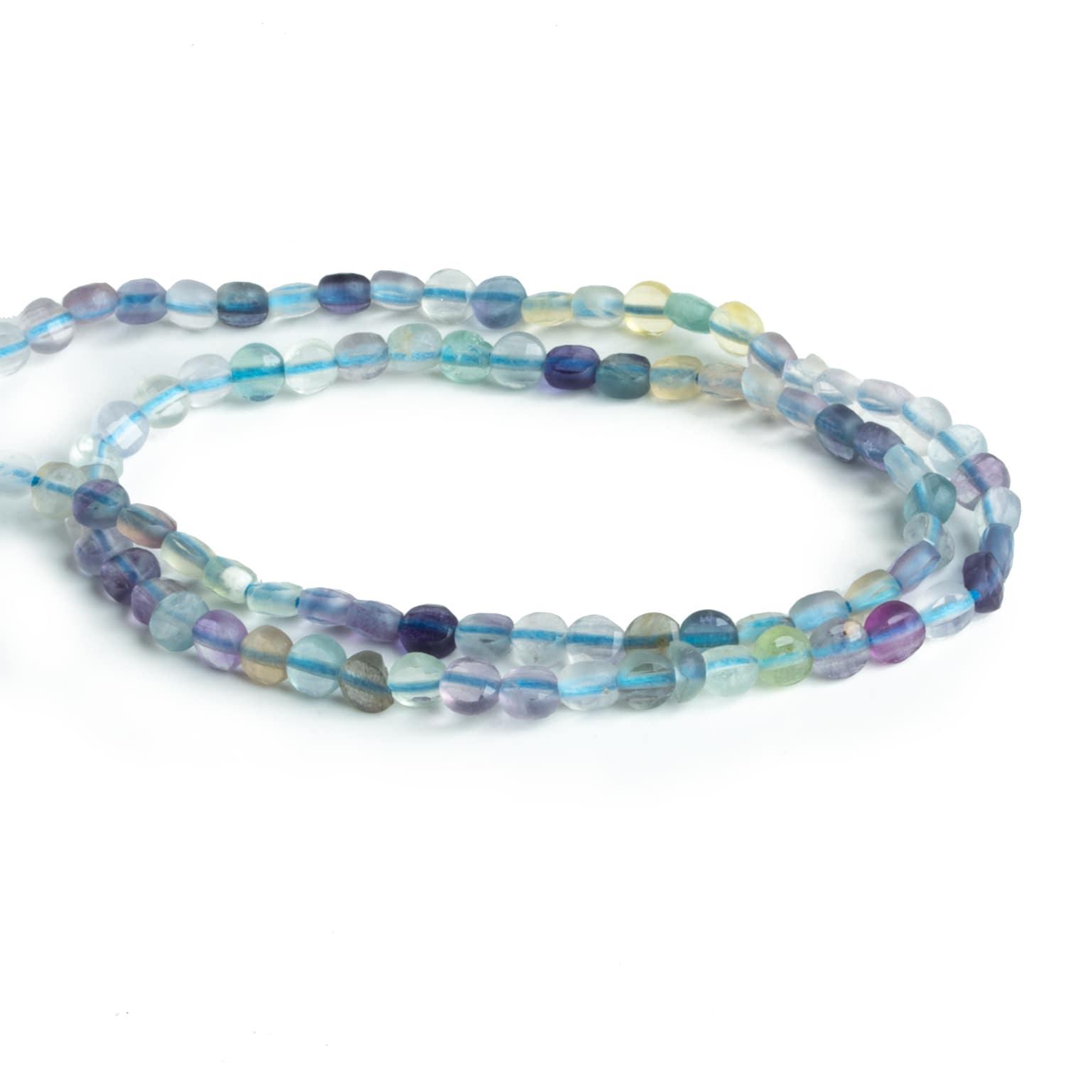 4mm Fluorite Checkerboard Microfaceted Coins 12 inch 80 pieces - The Bead Traders