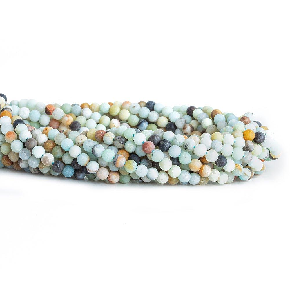 4mm Frosted Amazonite plain round beads 15 inch 89 pieces - The Bead Traders