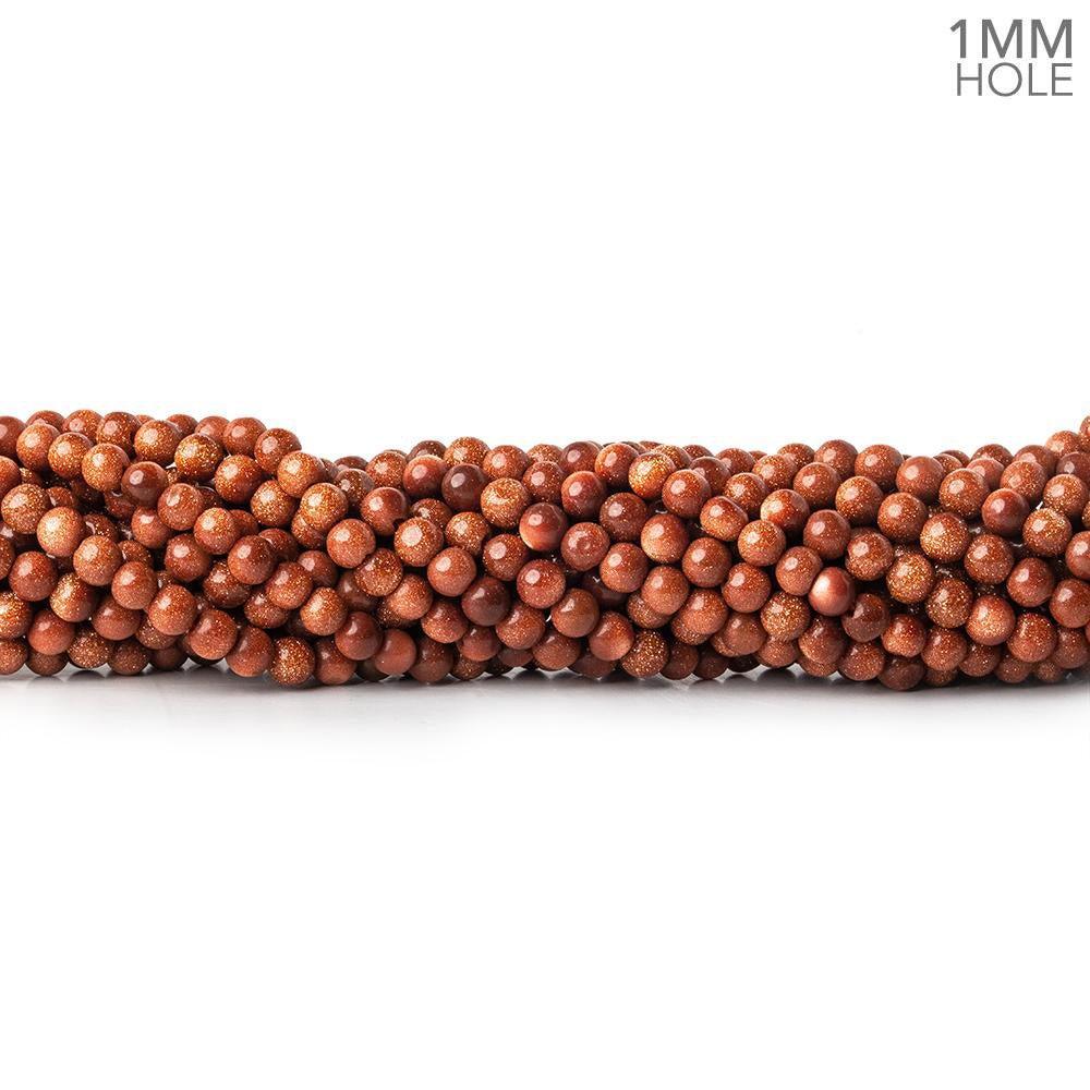 4mm Goldstone Plain Round Beads, 14 inch - The Bead Traders