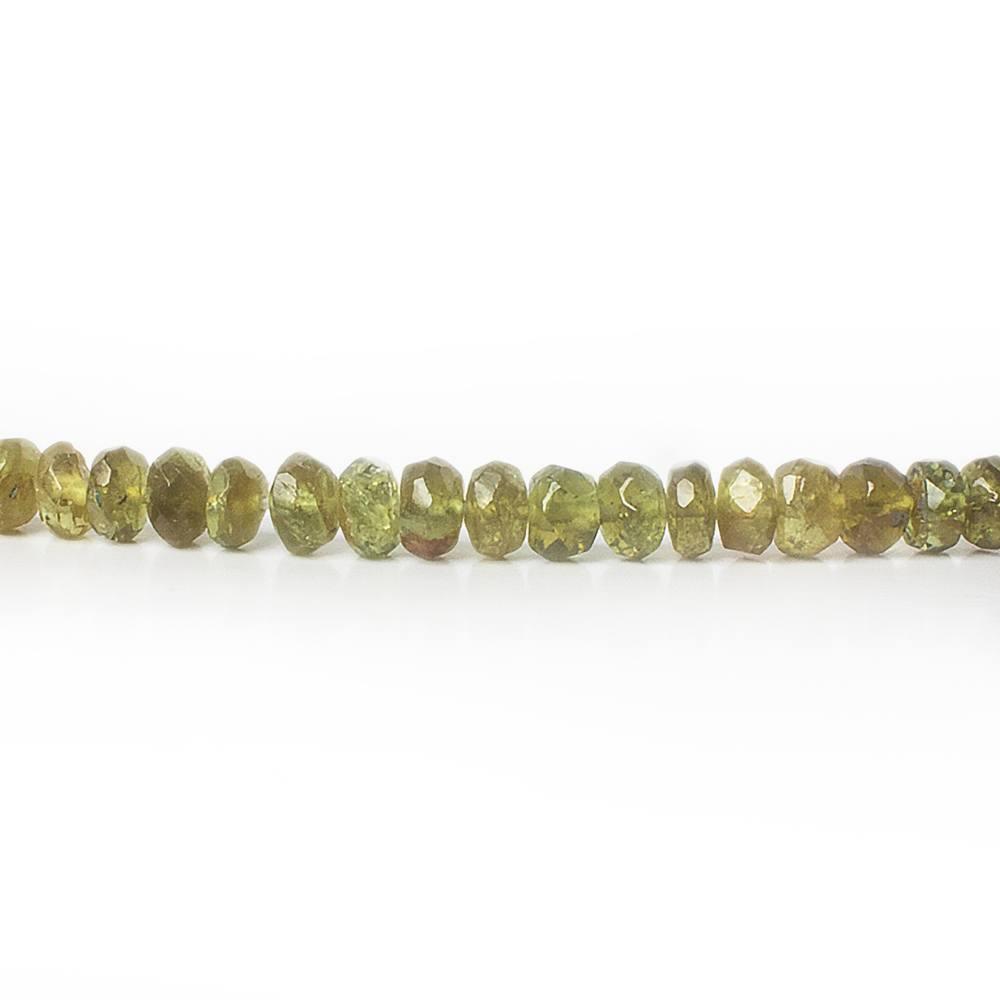 4mm Green and Brown Tourmaline Faceted Rondelle Beads 14 inch 143 beads - The Bead Traders