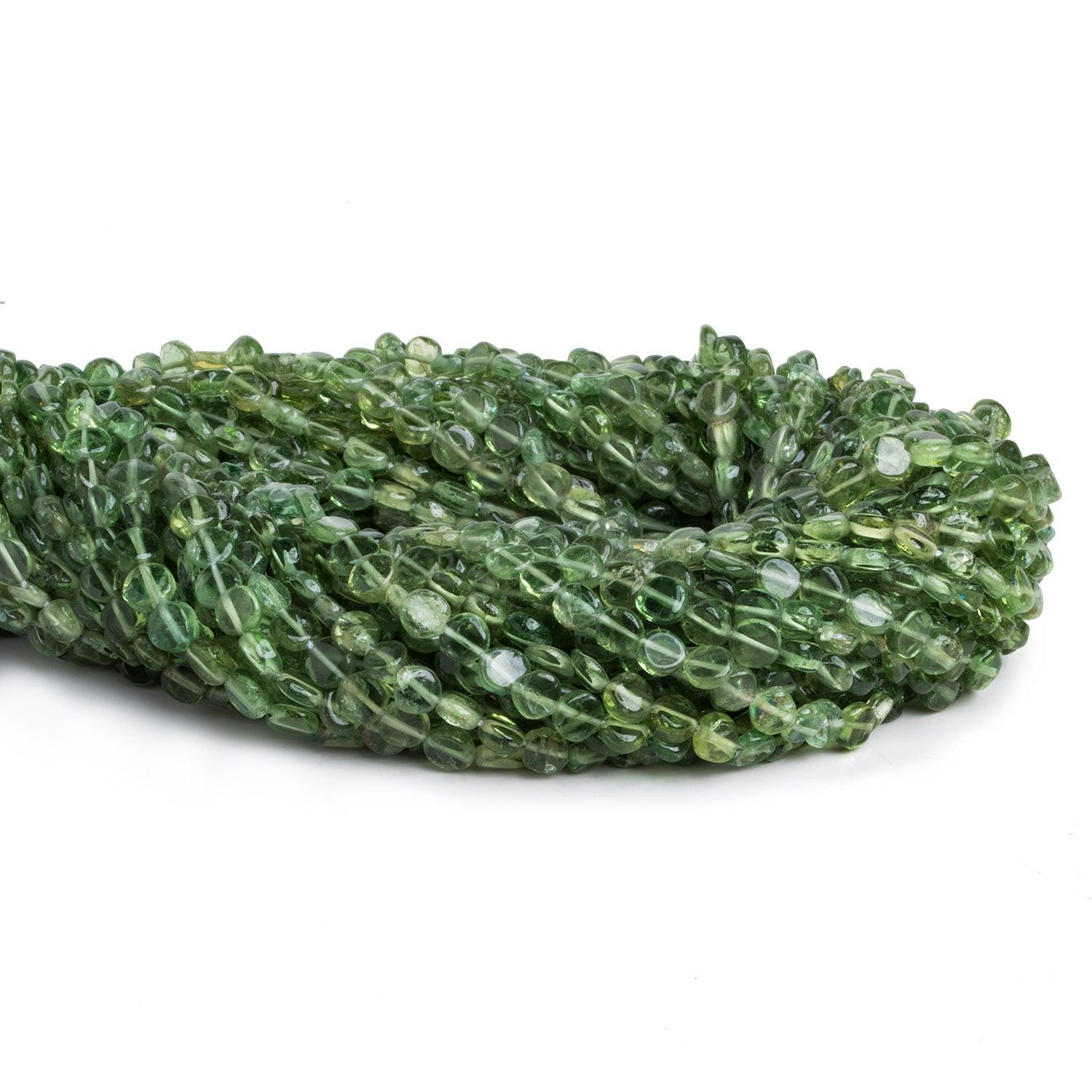 4mm Green Apatite Plain Coins 13 inch 75 beads - The Bead Traders