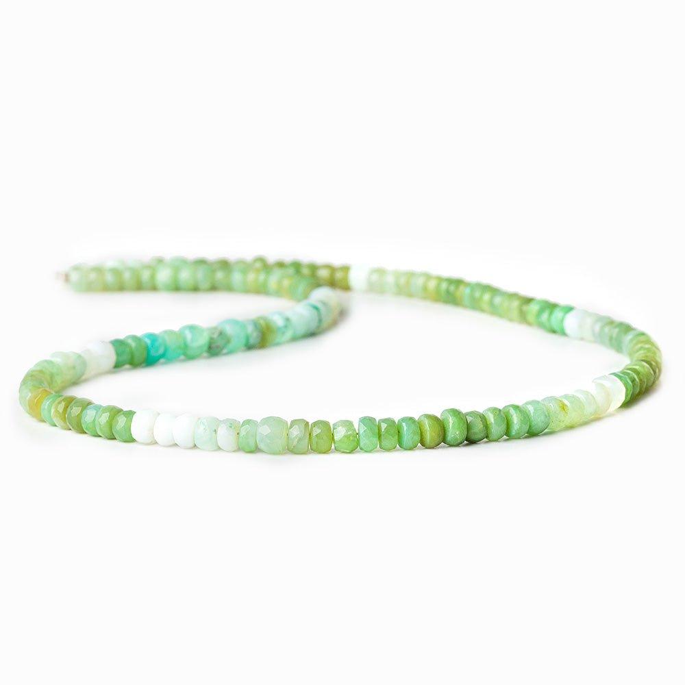 4mm Green Peruvian Opal faceted rondelle beads 16 inch 125 beads - The Bead Traders