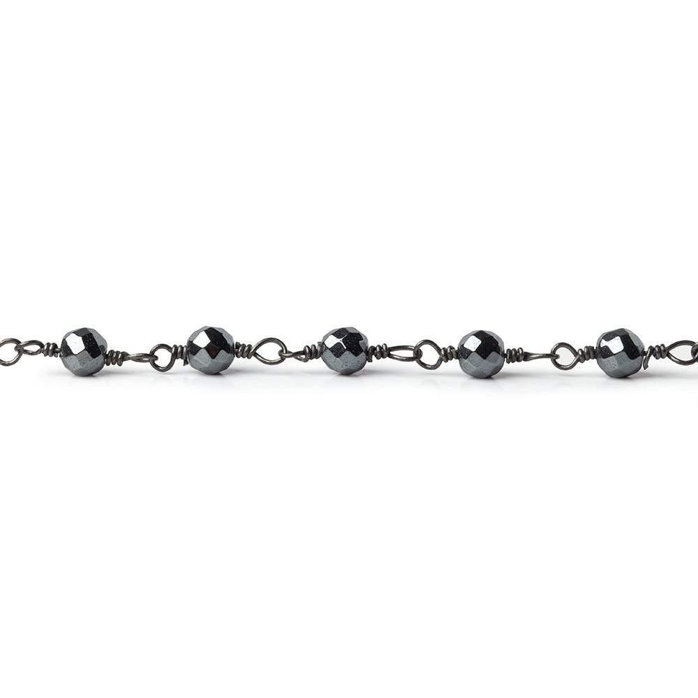 4mm Hematite Rounds Black Gold plated Chain 29 pieces - The Bead Traders