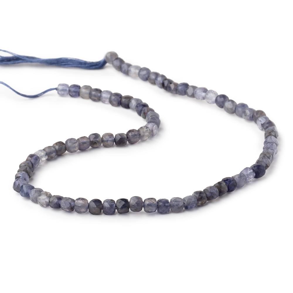 4mm Iolite Micro Faceted Cube Beads 12 inch 75 pieces - The Bead Traders