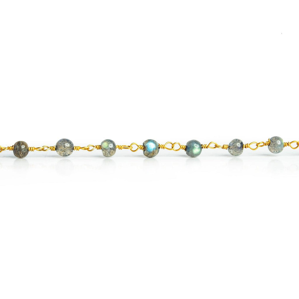 4mm Labradorite Round Gold Chain - The Bead Traders