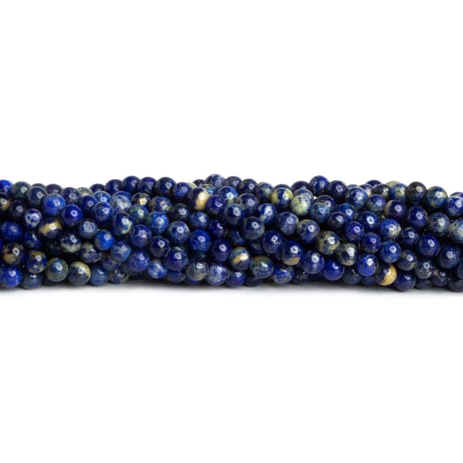 4mm Lapis Lazuli Plain Rounds 15 inch 95 beads - The Bead Traders