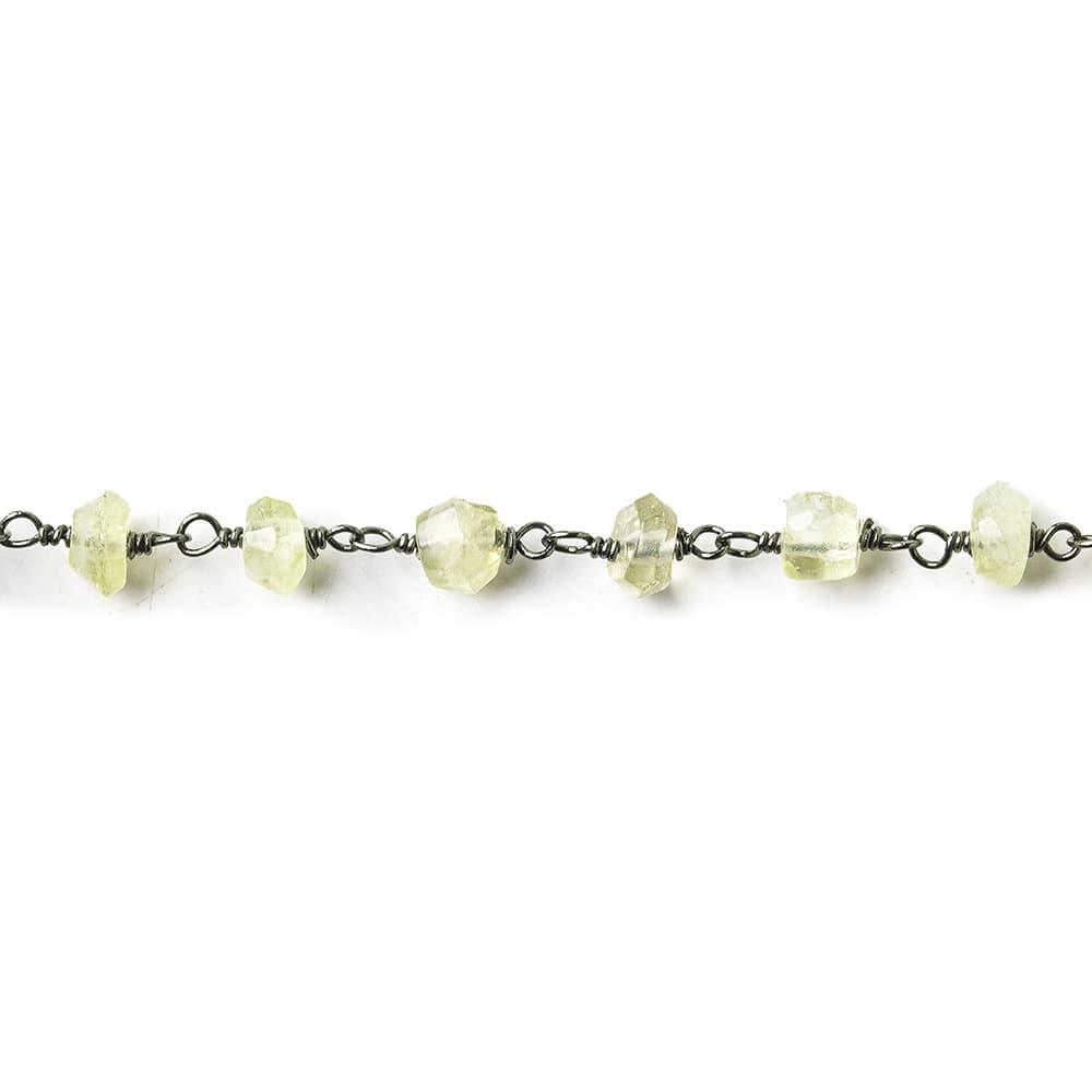 4mm Lemon Quartz Black Gold Chain by the foot - The Bead Traders