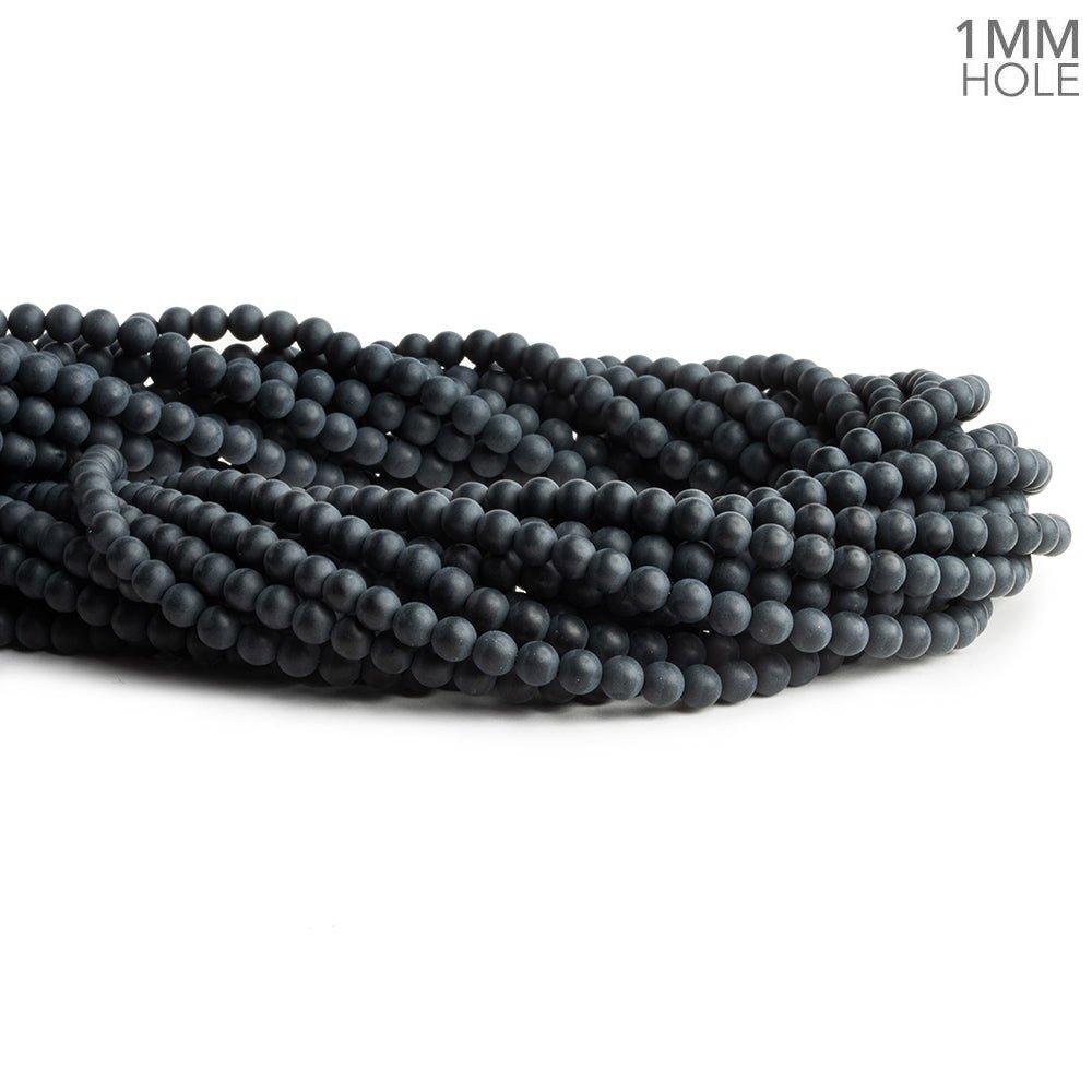 4mm Matte Black Onyx Plain Round Beads 15 inch 95 pieces - The Bead Traders