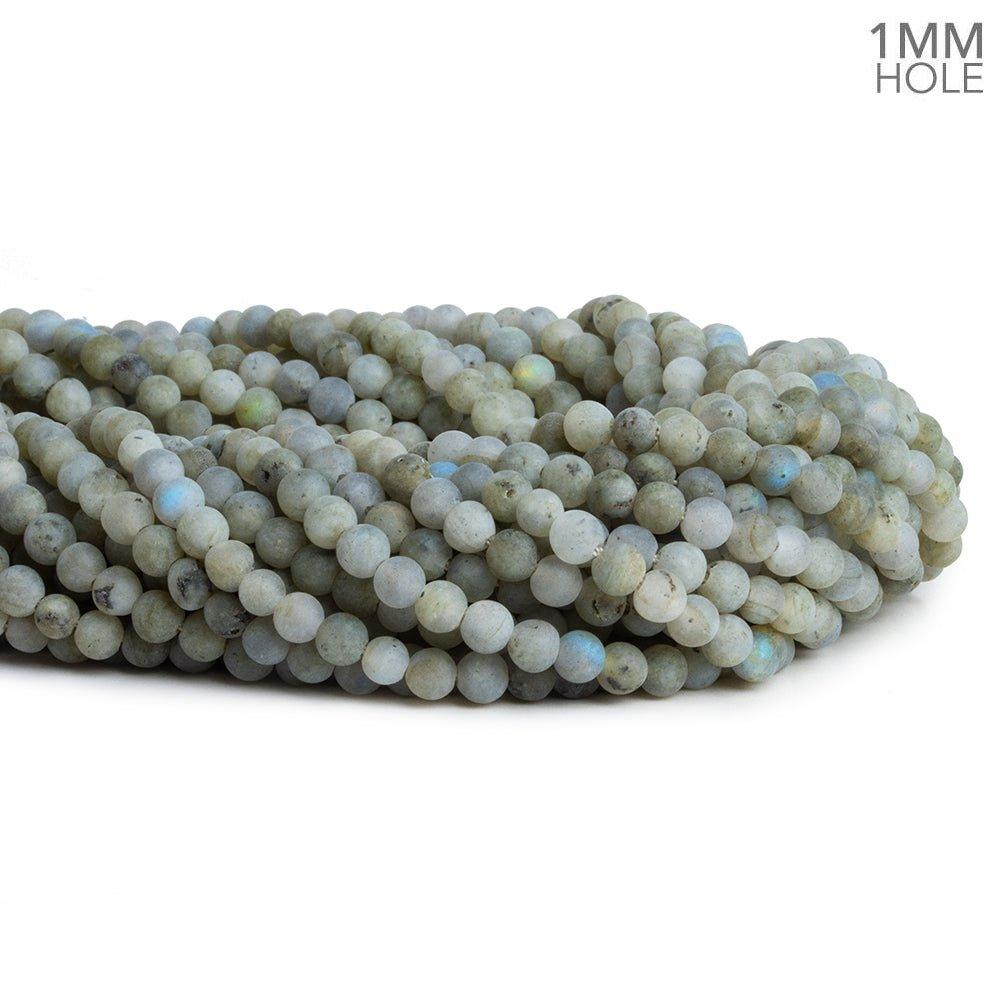 4mm Matte Pale Labradorite Plain Rounds 15 inch 85 beads - The Bead Traders