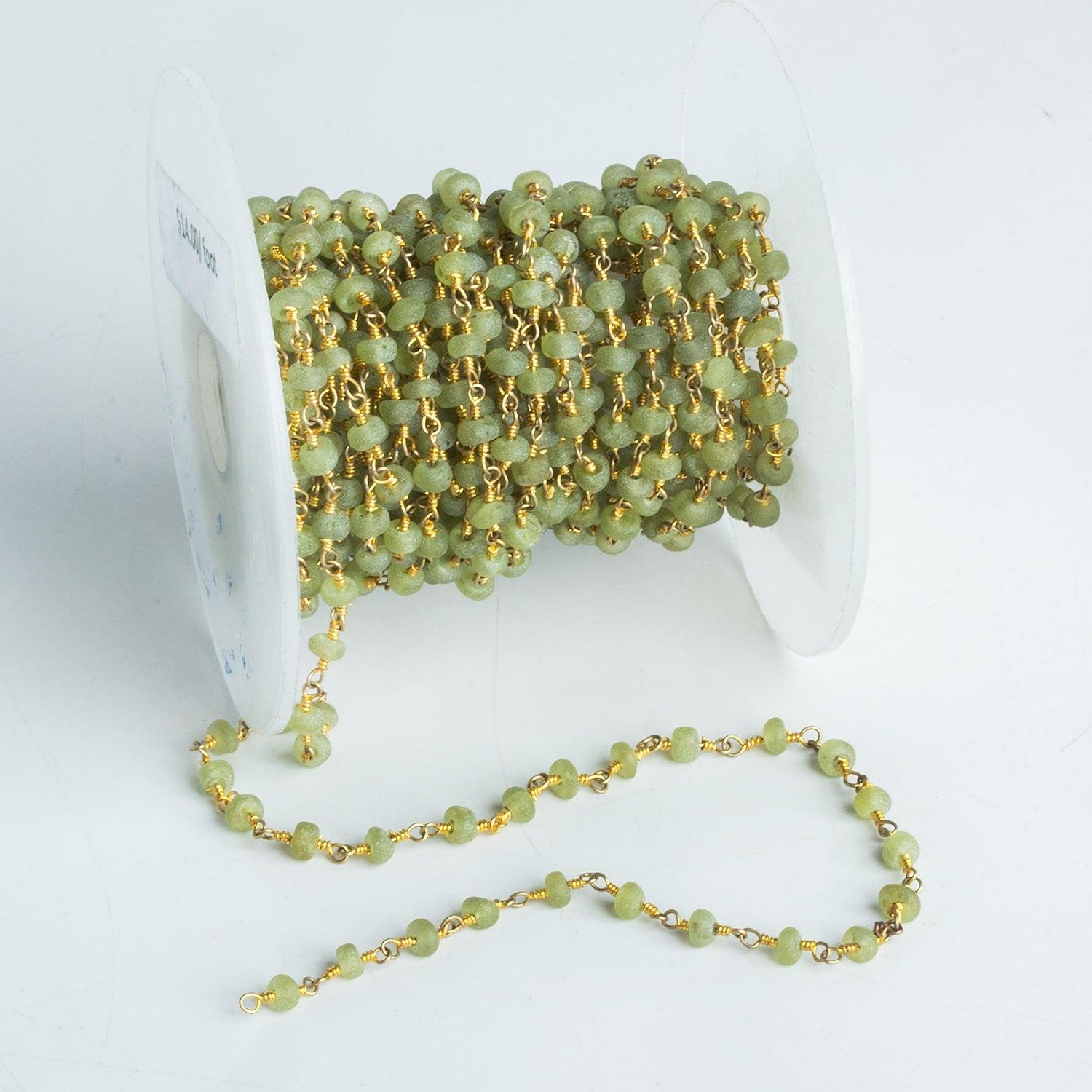 4mm Matte Peridot Gold Chain - Lot of 15 Feet - The Bead Traders
