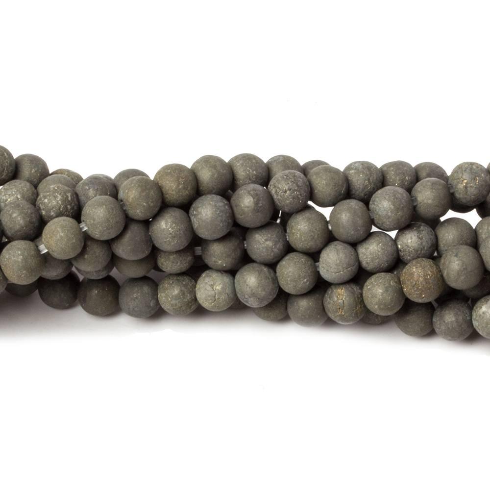 4mm Matte Pyrite plain round beads 15.5 inch 104 pieces - The Bead Traders