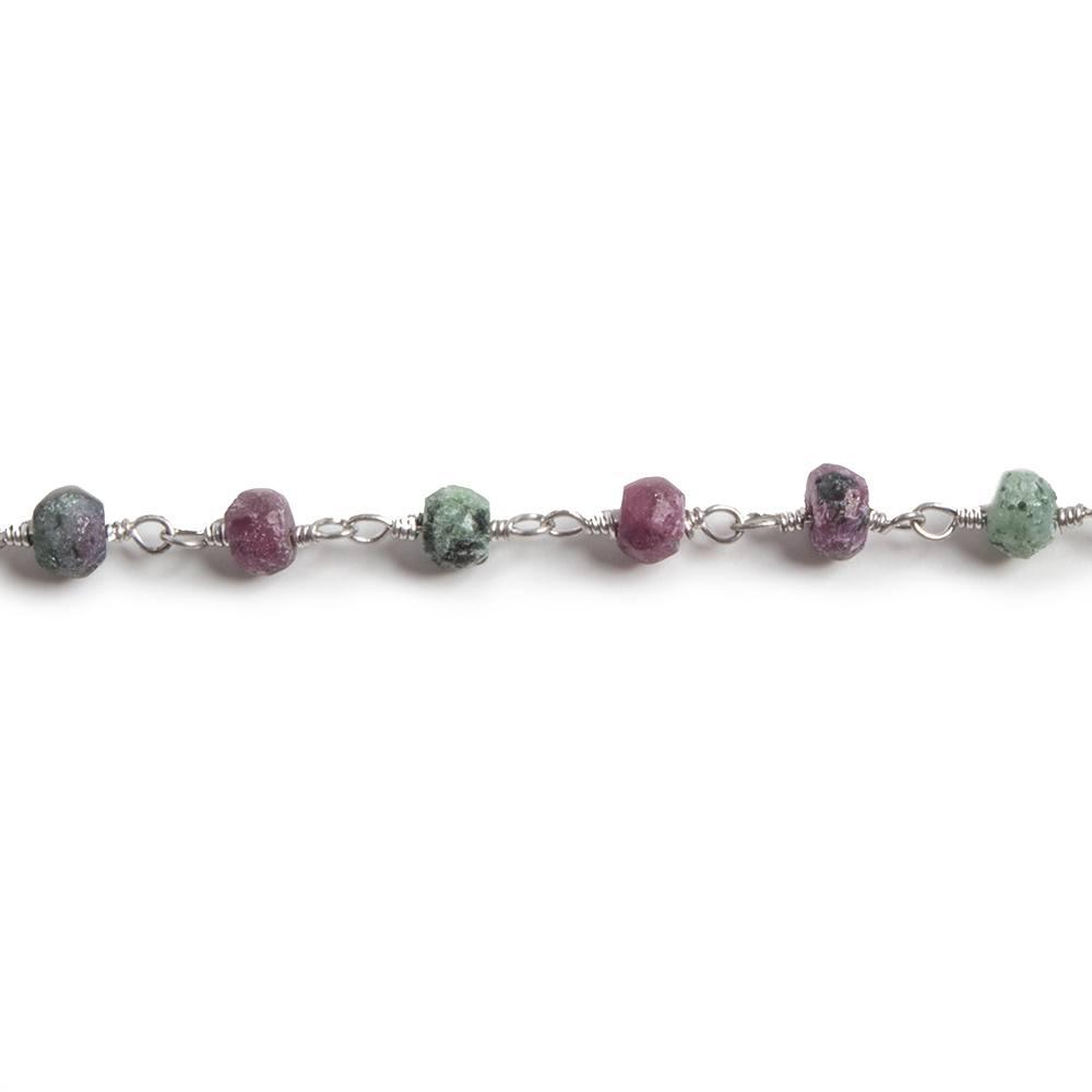 4mm Matte Ruby in Zoisite rondelle Black Gold plated Chain by the foot 34 pcs - The Bead Traders