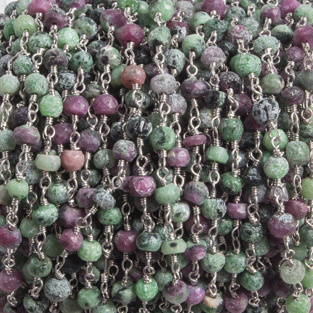4mm Matte Ruby in Zoisite rondelle Black Gold plated Chain by the foot 34 pcs - The Bead Traders