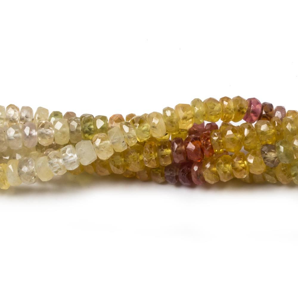 4mm Multi Color Songia Sapphire faceted rondelles 18 inch 215 beads - The Bead Traders