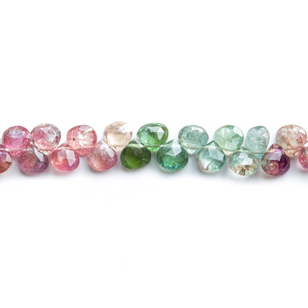 4mm Multi Color Tourmaline Faceted Heart Beads 8 inch 73 pieces - The Bead Traders