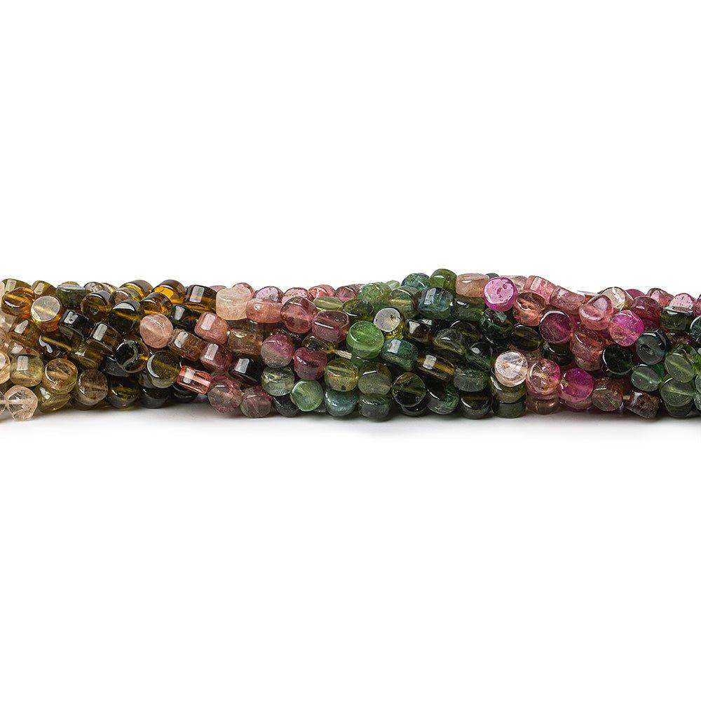 4mm Multi Color Tourmaline Plain Coins 80 beads 14.5 inch - The Bead Traders