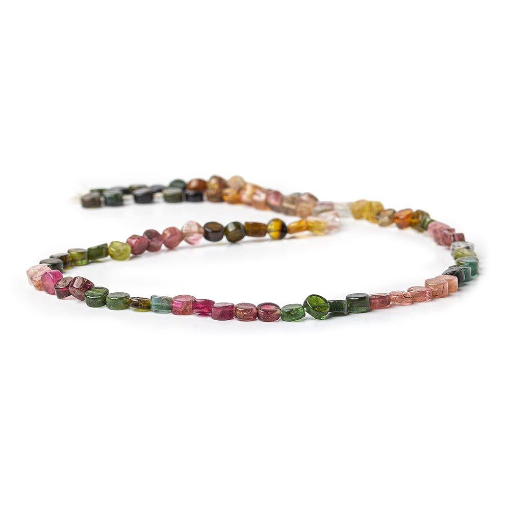 4mm Multi Color Tourmaline Plain Coins 80 beads 14.5 inch - The Bead Traders