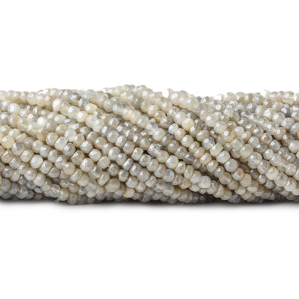 4mm Mystic White & Platinum Moonstone faceted rondelle beads 13 inch 105 pieces - The Bead Traders