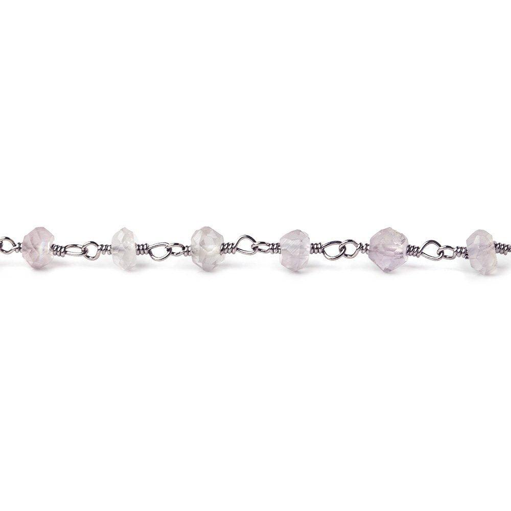 4mm Pink Amethyst faceted rondelle Black Gold plated Chain by the foot 38 pcs - The Bead Traders