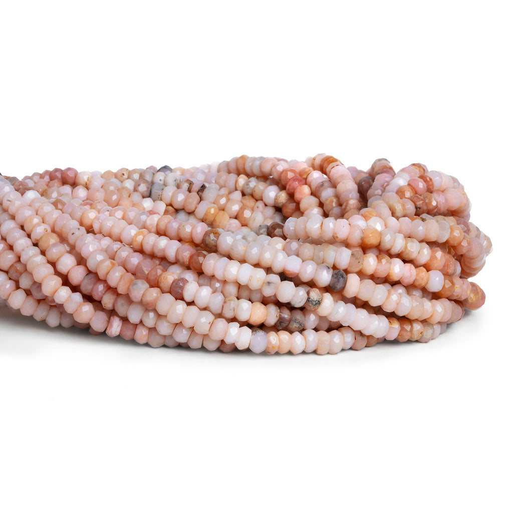 4mm Pink Peruvian Opal Faceted Rondelles 12 inch 130 beads - The Bead Traders